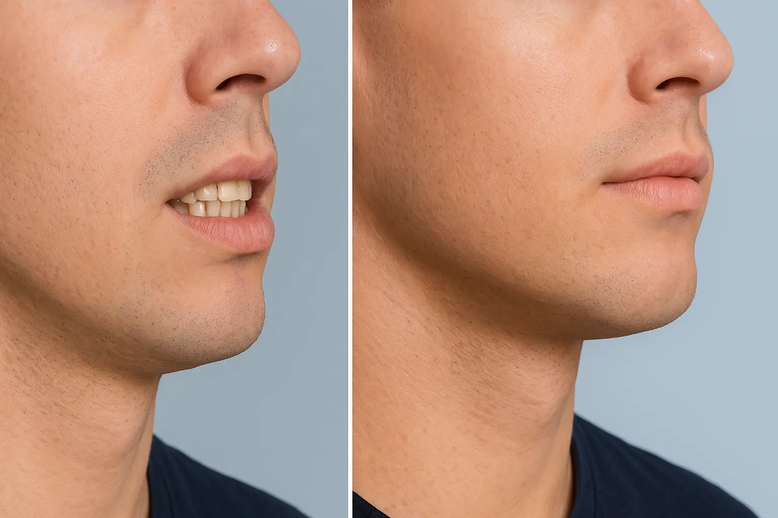 عملية تقديم الفك السفلي قبل وبعد - دنتكس 