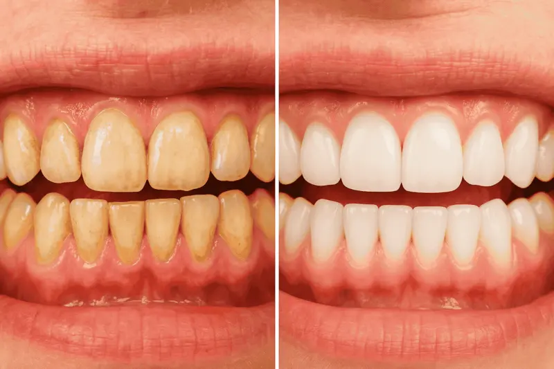 تنظيف الأسنان من الجير قبل وبعد بالصور