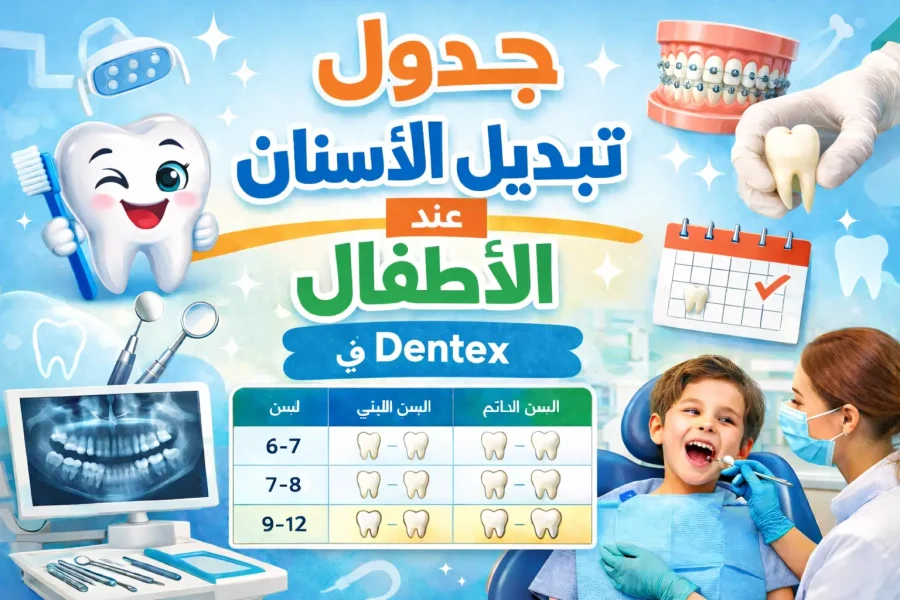 جدول تبديل الأسنان عند الأطفال في عيادة دنتكس