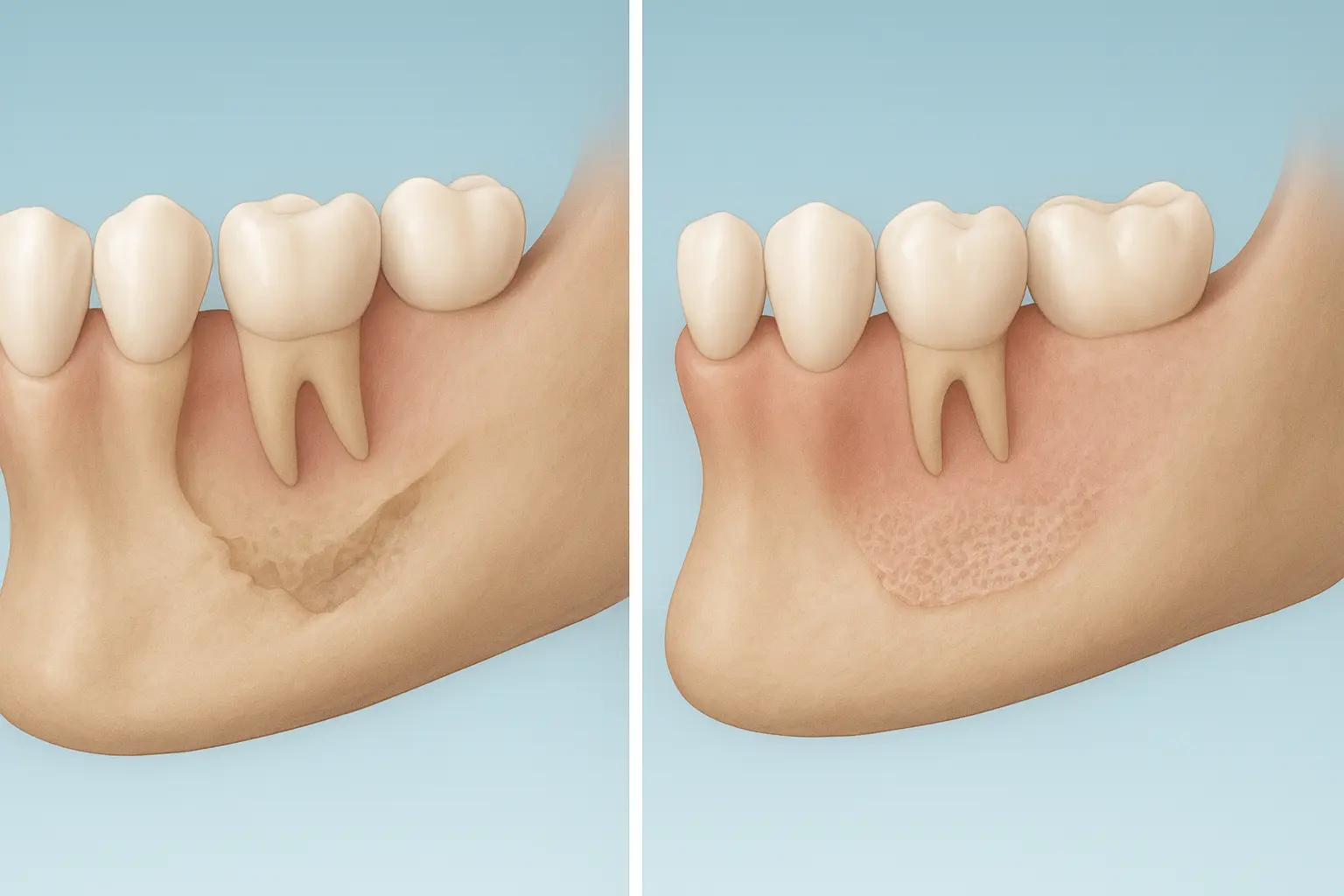 زراعة عظم الفك قبل وبعد في عيادة دنتكس